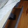 Double bed with grey upholstered headboard and storage drawer Image 2