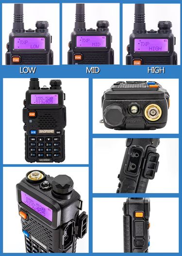 Baofeng Walkie Talkie UV 5R 5W Dual Band Ham Two Way Radio Vhf Uhf FM Radio Handheld Transceiver Hunting