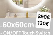 LED Bathroom Mirror 60cm Round Dual LED Antifog Demister Brght Light
