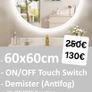 LED Bathroom Mirrors Speakers Demister Antifog Weather Station Clock Dual LED Sensor Touch Image 3