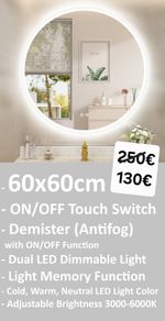 LED Bathroom Mirror Dual LED Fog Free Bright Light