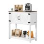 Coffee Bar Cabinet, 31.5 x 13.8 x 34.6 in Farmhouse Coffee Bar Cabinet with 3-Tier Storage, Coffee Bar Table with Magnet Doors, Farmhouse Sideboard Buffet Cabinet for Living Room, Entryway Image 8