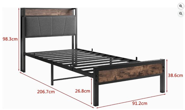 Single bed with mattress and topper