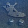 Surfing skeleton, pin back badge. Image 2