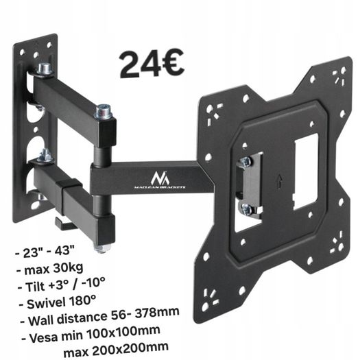TV Wall Mount Bracket Tilt Swivel Full Motion 23-43"