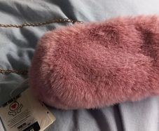 Faux fur pink shoulder clutch bag BNWT