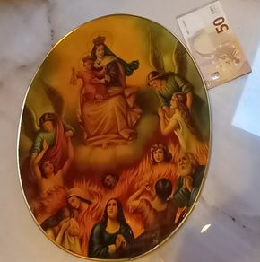 Oval vintage religious print, bought in Portugal, D18, post 8e