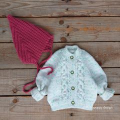 Baby cardigan and pixie hat