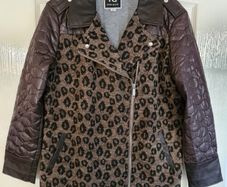 River Island Girls Leopard Print Brown with Faux Leather Collar and Cuffs
