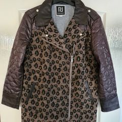 River Island Girls Leopard Print Brown with Faux Leather Collar and Cuffs