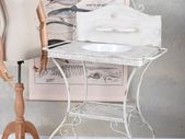Maison Shabby Chic Nostalgic Washbasin White Iron Frame with Enamel Bowl French Country