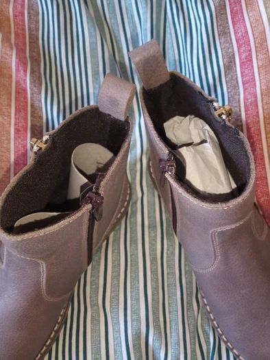 Dubarrys taupe ankle boots with gold decorative zip