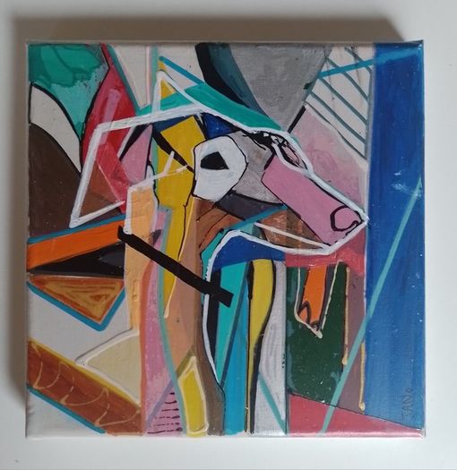 Original Painting of a Dog Framed Original Abstract Painting of Dog  Fauvist Art Figurative Art