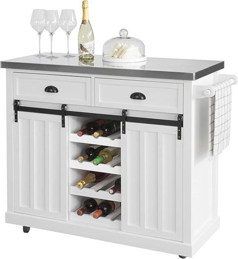 Kitchen island  Cabinet on Wheels Kitchen Sideboard Large Storage Cabinet