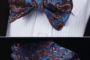 Blue Silk Bowtie Set