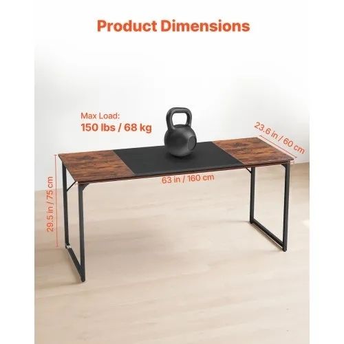 Computer Desk, 160 cm Office Gaming Desk for Home Office, Writing Study Work Modern Simple Table with Metal Frame for Large Legroom