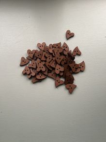 50 wooden heart shape buttons