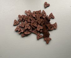 50 wooden heart shape buttons