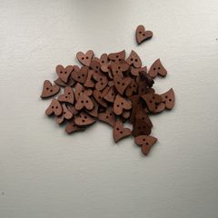 50 wooden heart shape buttons