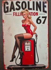 Vintage Style  Metal Sign. Gasoline advertisement.