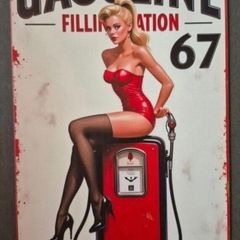 Vintage Style  Metal Sign. Gasoline advertisement.
