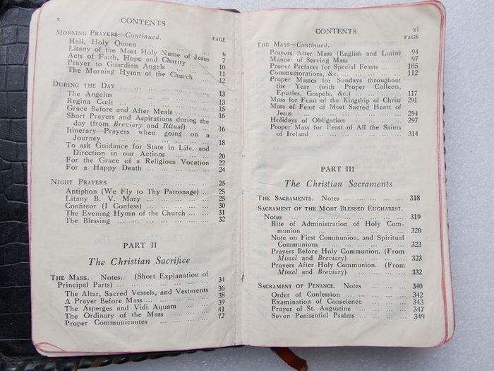 Vintage Catholic pocket prayer manual titled The Voice of the Church, compiled by Father Aloysius, O.S.F.C., and published in Dublin by M.H. Gill & Son, Ltd.
