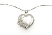 Vintage 925 Sterling Silver Engraved Heart Locket Necklace