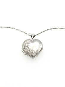Vintage 925 Sterling Silver Engraved Heart Locket Necklace