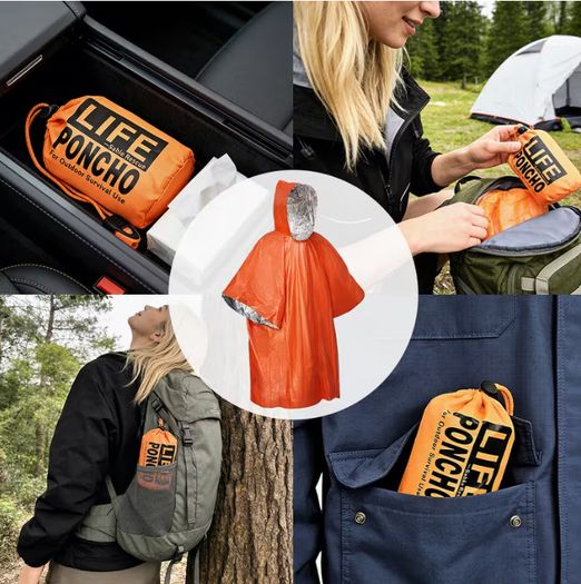 2pcs Hooded Thickened Warm Raincoats - Includes Whistle And Storage Bag, Reusable, Lightweight High Quality,