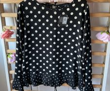 blouse Bnwt size 10 black & white polka dot top tie back detail