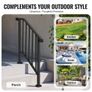 Outdoor Steps, 2-3 Step Stair Hand Rail Kit, Transitional Carbon Steel Railings with Installation Kit, Stair Rails for Seniors, Concrete Steps & Porch & Deck, Black Retro Arch Image 3