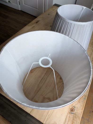 Pair of Large, Pleated, Grey Lampshades