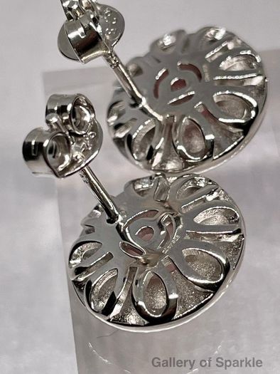 Queen Conch Shell Ring and  Stud Push Post Earring in Rhodium Overlay Sterling Silver