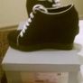 Carvela Black Canvas Wedged Shoes Image 2