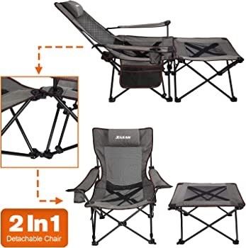 Camping Chairs Folding Reclining Portable Chair with Cup Holder Detachable Side Table and Carry Bag (FREE SHIPPING)