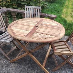 Folding Wooden Garden Table & 3 Chairs (26146)