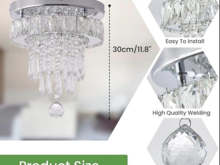 Brand New Deckrico Crystal Ceiling Light 30cm Modern Lamp Chrome LED Chandelier