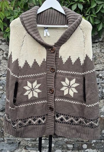 Atmosphere - Nordic Fair Isle Chunky Knit Cape Cardigan