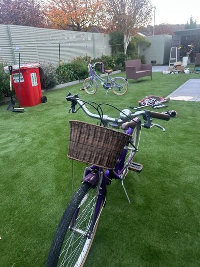 Purple bike with basket
