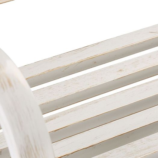 Antique White 2 Seater Metal Garden Bench with Decorative Scroll Backrest