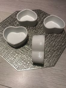 White ceramic heart ramekins