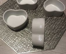 White ceramic heart ramekins
