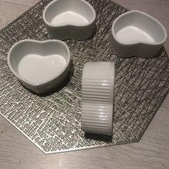 White ceramic heart ramekins