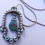 Michal Negrin Hamsa Necklace Turquoise Blue Roses Hand of Fatima  in Box Image 5