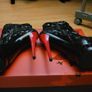 Pleaser Blondie R-1009 Black & Red Platform Ankle Boots Image 4