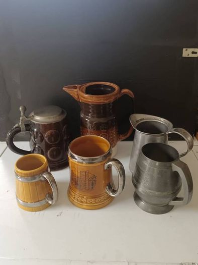 6 Pce Vintage Ceramic and Pewter Set
