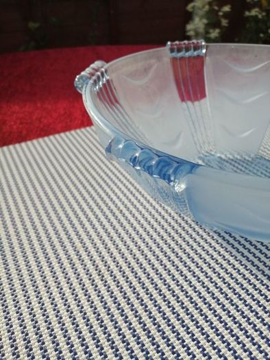 Art Deco Frosted Blue Glass Bowl