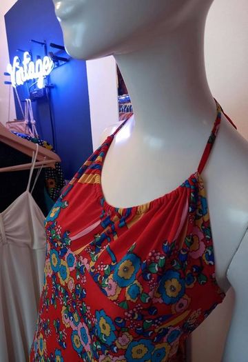 Psychedelic Festival Vintage Halter Dress