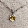 Natural Yellow Diamond 0.14ct GWLAB Certified S925 Rhodium-Plated Pendant Image 3