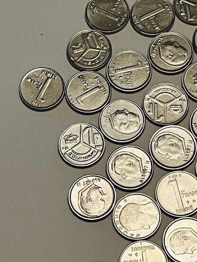 Belgian 1 Franc Coins. Bundle. 1990s. Around 150 in total
